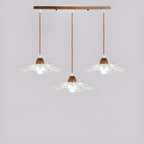 3-Light Modern Glass Wood Island Pendant Light for Kitchen