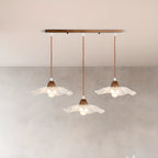 3-Light Modern Glass Wood Island Pendant Light for Kitchen