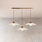 3-Light Modern Glass Wood Island Pendant Light for Kitchen