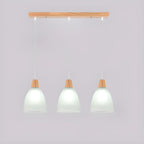 3-Light Modern Glass Wood Island Pendant Light for Kitchen