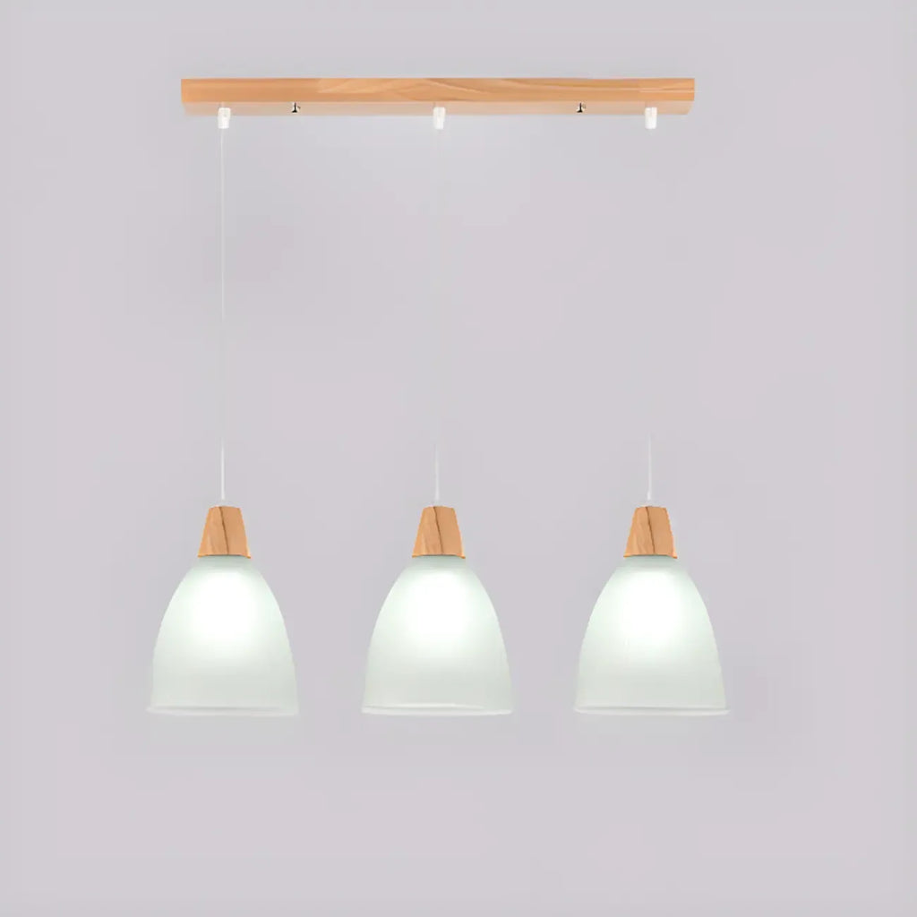 3-Light Modern Glass Wood Island Pendant Light for Kitchen