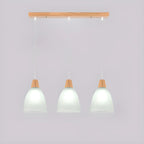 3-Light Modern Glass Wood Island Pendant Light for Kitchen