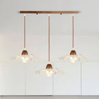 3-Light Modern Glass Wood Island Pendant Light for Kitchen