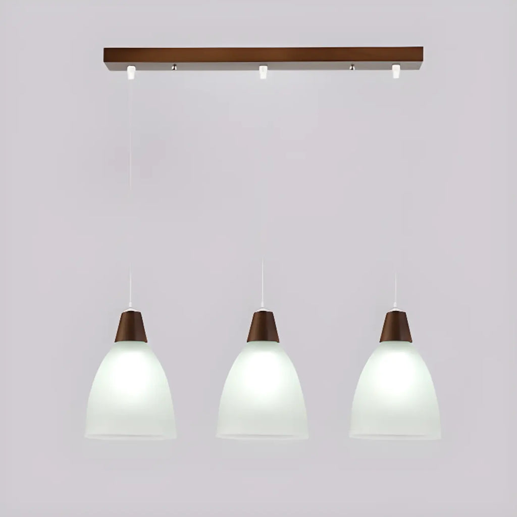 3-Light Modern Glass Wood Island Pendant Light for Kitchen