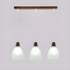 3-Light Modern Glass Wood Island Pendant Light for Kitchen
