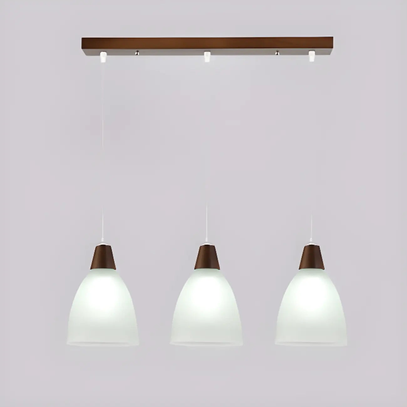 3-Light Modern Glass Wood Island Pendant Light for Kitchen