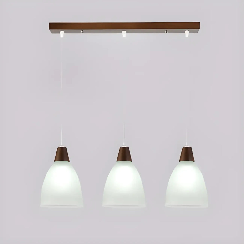 3-Light Modern Glass Wood Island Pendant Light for Kitchen