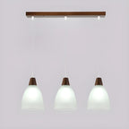 3-Light Modern Glass Wood Island Pendant Light for Kitchen
