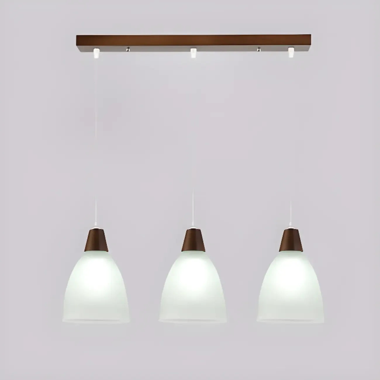 3-Light Modern Glass Wood Island Pendant Light for Kitchen