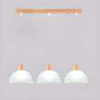 3-Light Modern Glass Wood Island Pendant Light for Kitchen