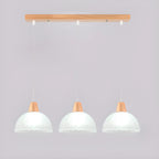 3-Light Modern Glass Wood Island Pendant Light for Kitchen