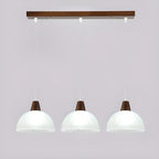 3-Light Modern Glass Wood Island Pendant Light for Kitchen