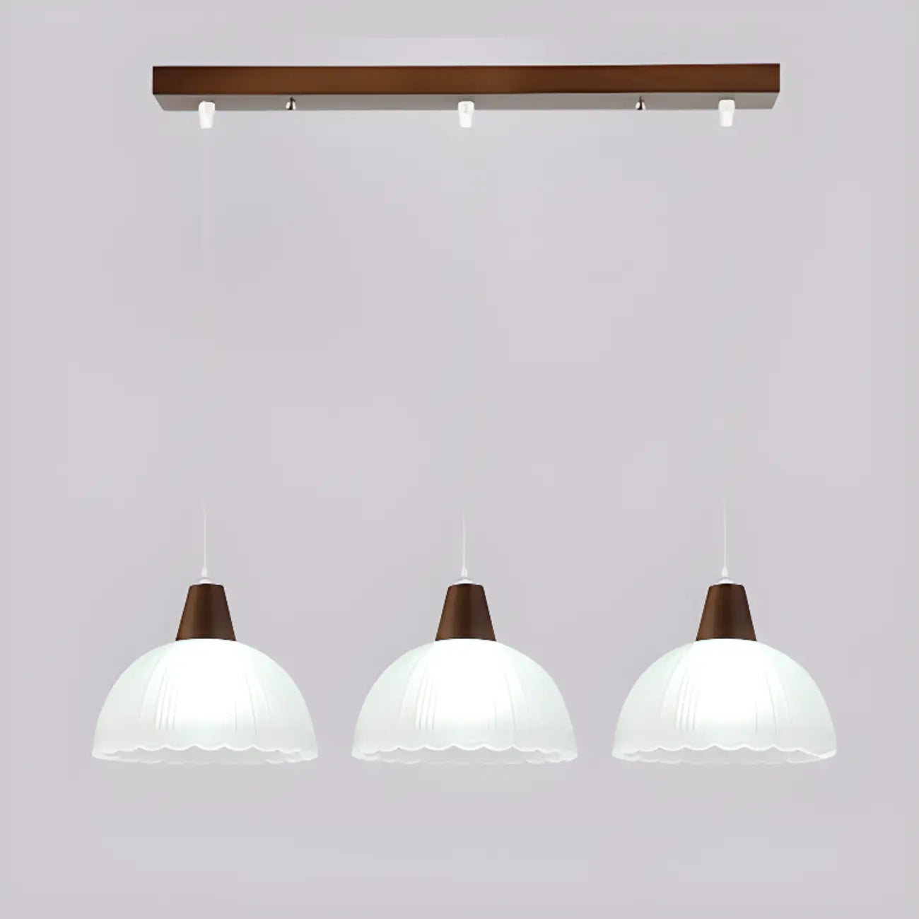 3-Light Modern Glass Wood Island Pendant Light for Kitchen