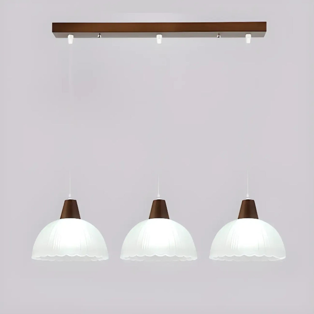3-Light Modern Glass Wood Island Pendant Light for Kitchen