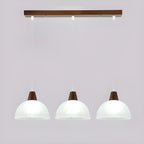 3-Light Modern Glass Wood Island Pendant Light for Kitchen