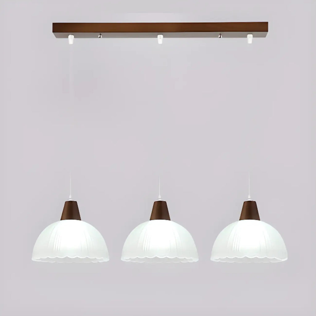 3-Light Modern Glass Wood Island Pendant Light for Kitchen