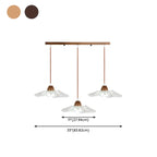 3-Light Modern Glass Wood Island Pendant Light for Kitchen