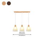 3-Light Modern Glass Wood Island Pendant Light for Kitchen
