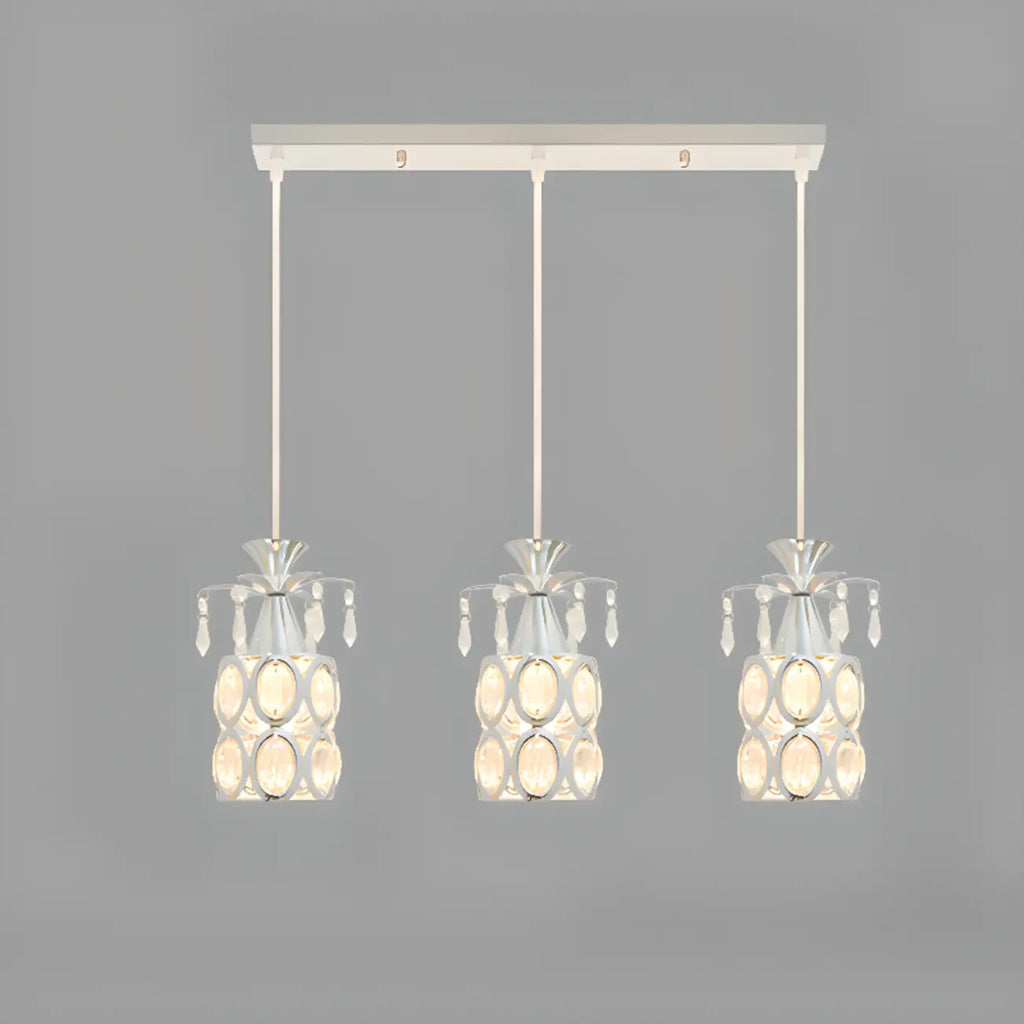 Elegant Cylinder Crystal Kitchen Island Pendant Light with Spotlight