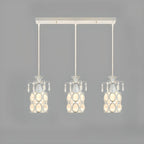 Elegant Cylinder Crystal Kitchen Island Pendant Light with Spotlight