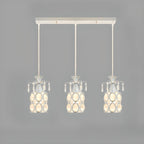 Elegant Cylinder Crystal Kitchen Island Pendant Light with Spotlight