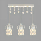 Elegant Cylinder Crystal Kitchen Island Pendant Light with Spotlight