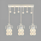 Elegant Cylinder Crystal Kitchen Island Pendant Light with Spotlight