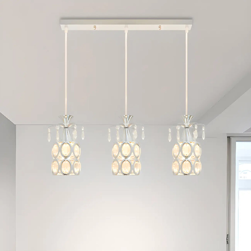 Elegant Cylinder Crystal Kitchen Island Pendant Light with Spotlight