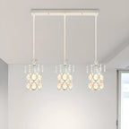 Elegant Cylinder Crystal Kitchen Island Pendant Light with Spotlight