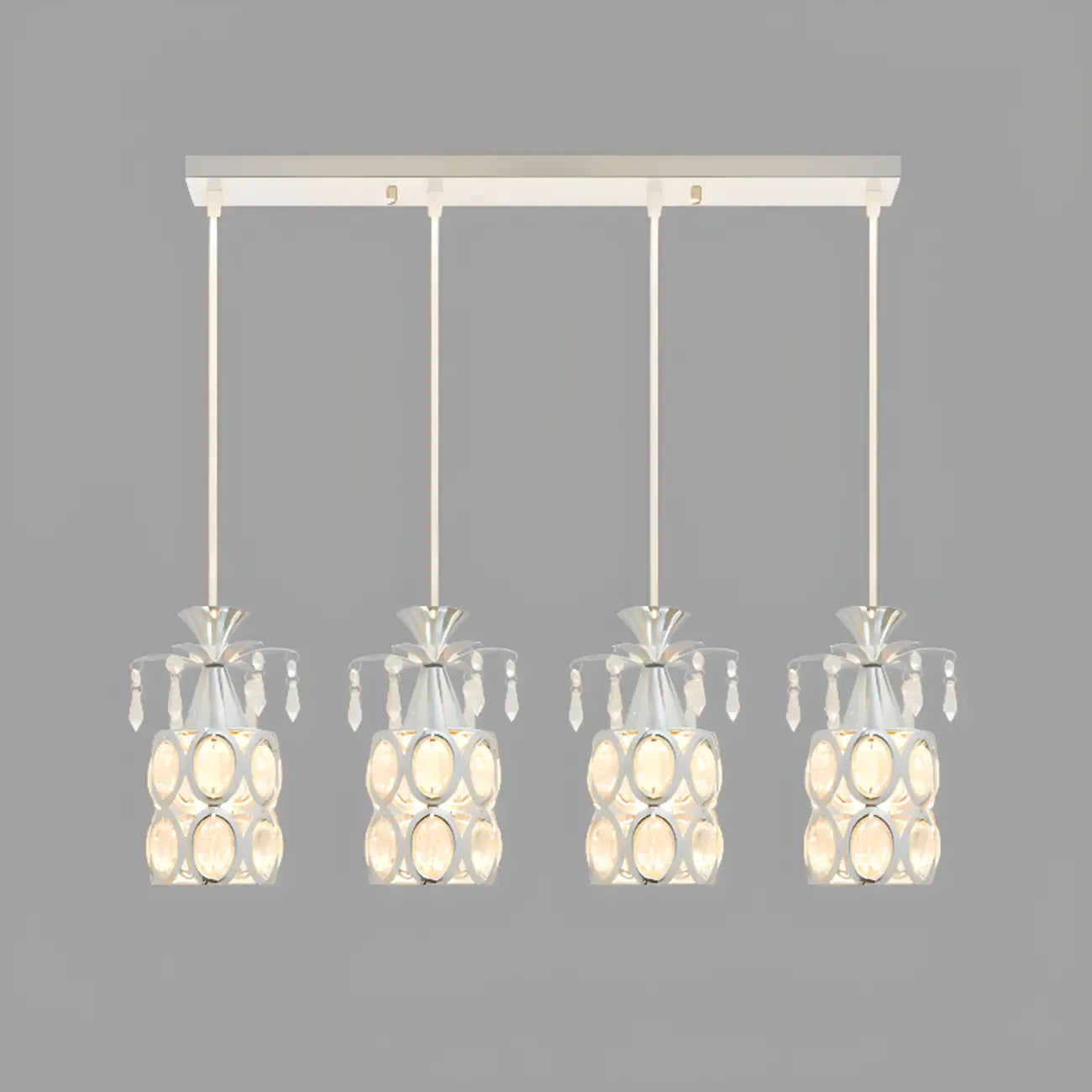 Elegant Cylinder Crystal Kitchen Island Pendant Light with Spotlight