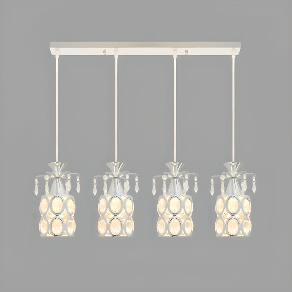Elegant Cylinder Crystal Kitchen Island Pendant Light with Spotlight