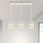Elegant Cylinder Crystal Kitchen Island Pendant Light with Spotlight