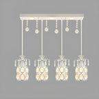 Elegant Cylinder Crystal Kitchen Island Pendant Light with Spotlight