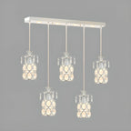 Elegant Cylinder Crystal Kitchen Island Pendant Light with Spotlight