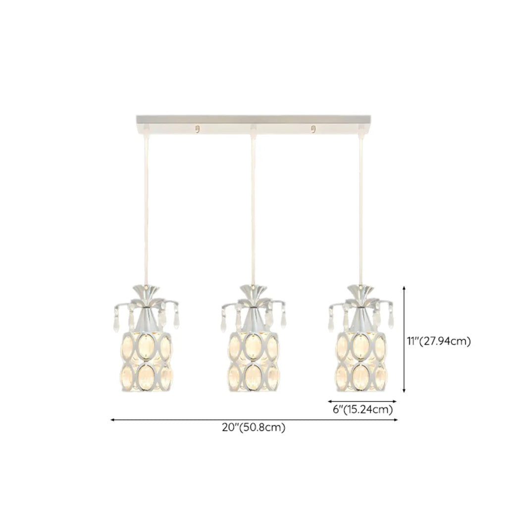 Elegant Cylinder Crystal Kitchen Island Pendant Light with Spotlight