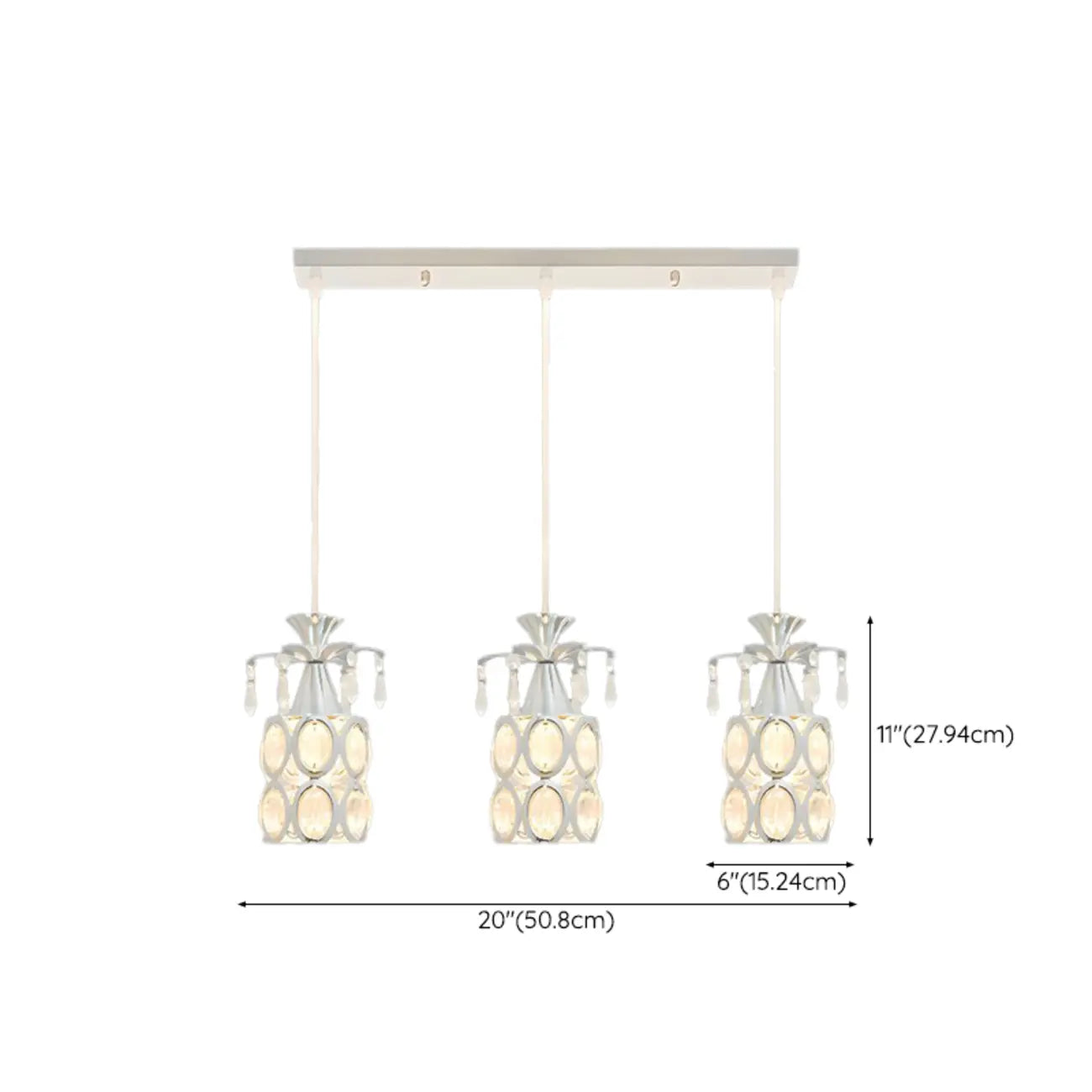 Elegant Cylinder Crystal Kitchen Island Pendant Light with Spotlight