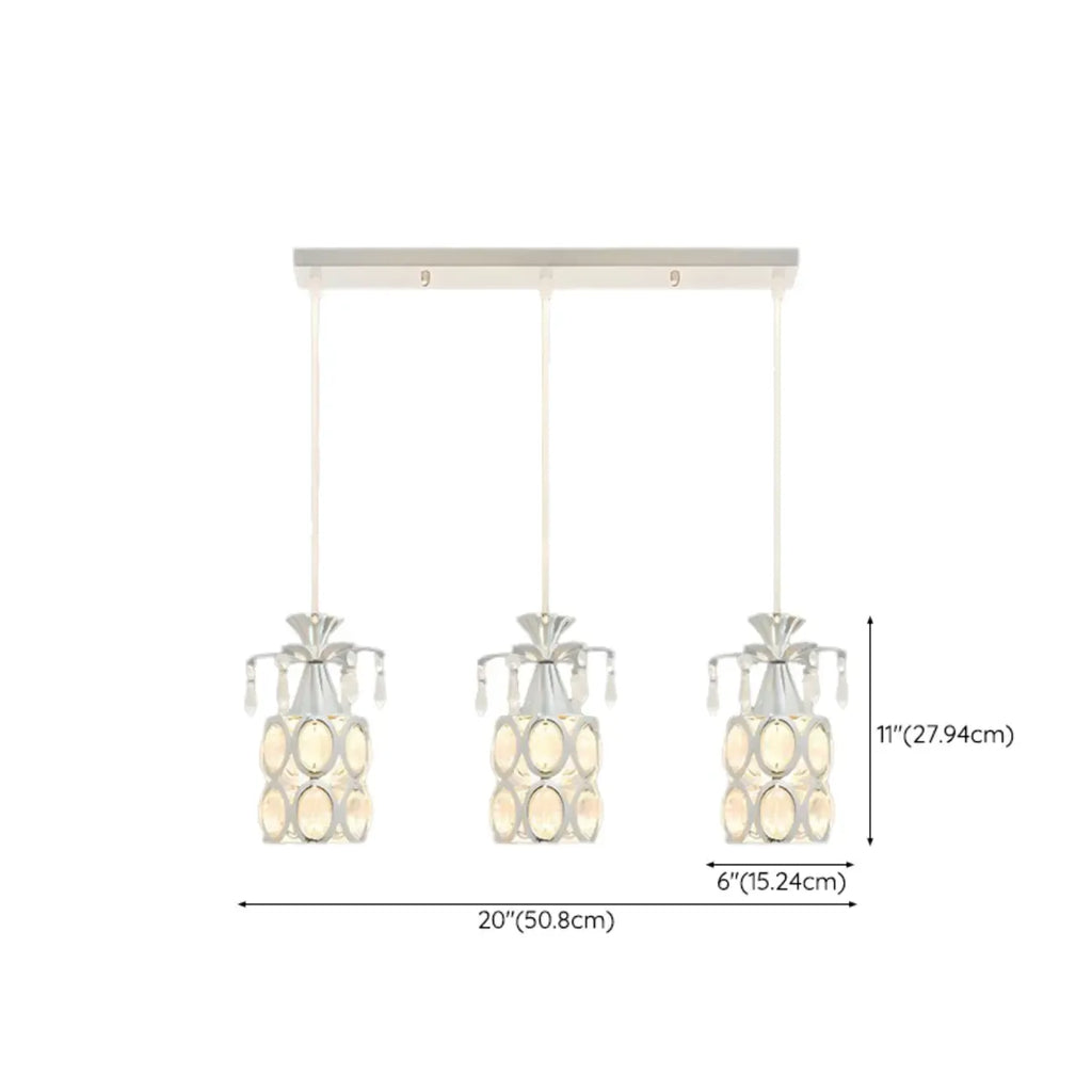 Elegant Cylinder Crystal Kitchen Island Pendant Light with Spotlight