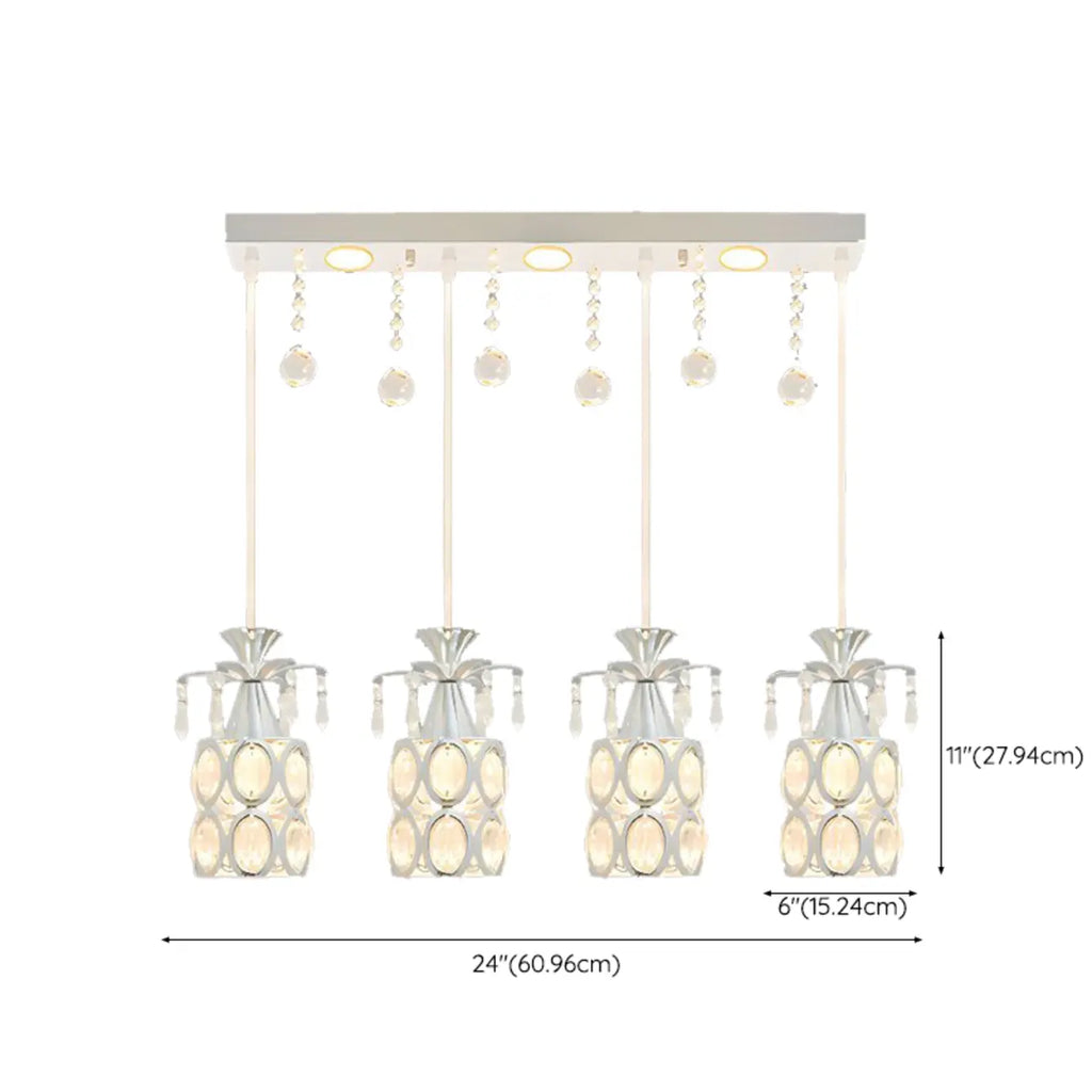 Elegant Cylinder Crystal Kitchen Island Pendant Light with Spotlight
