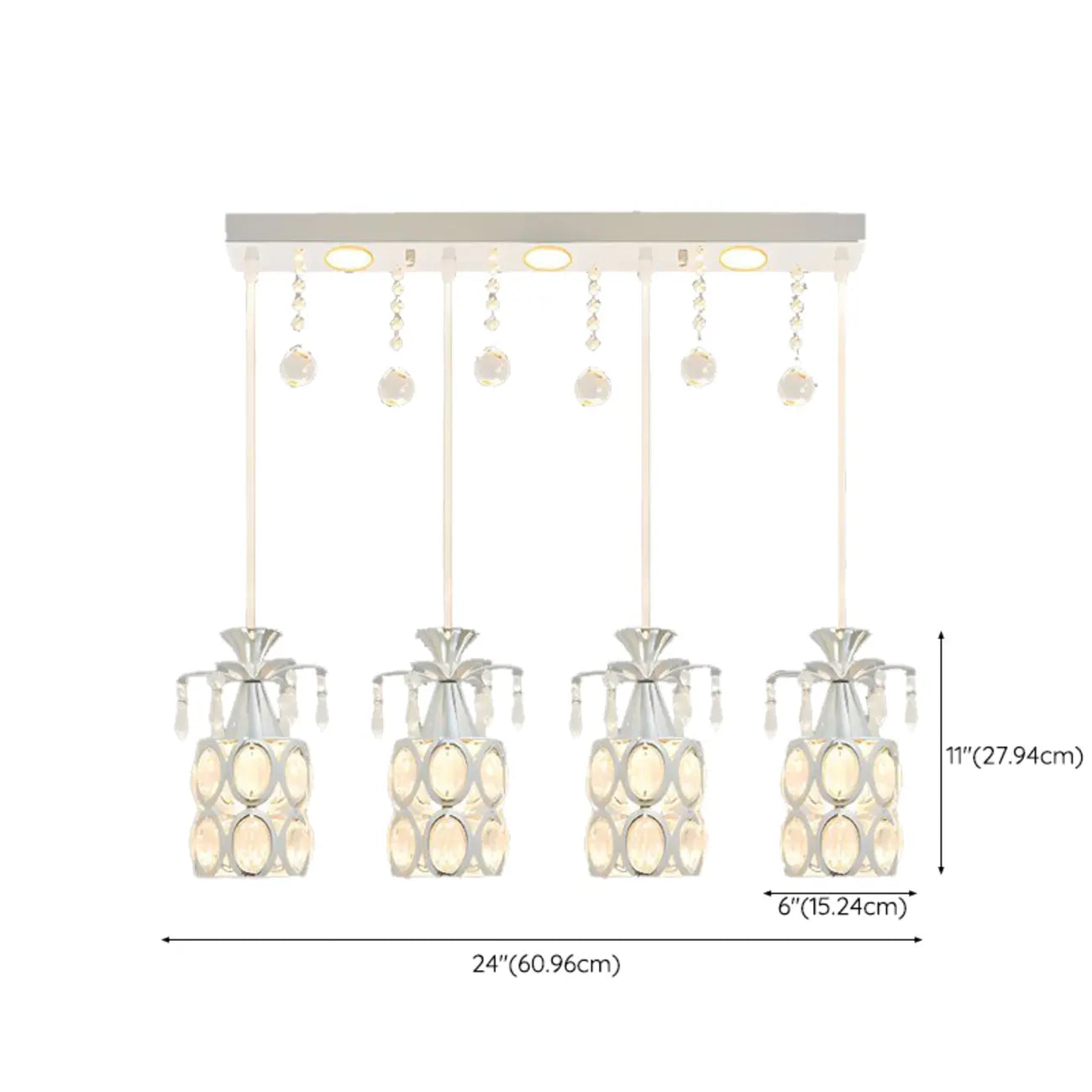 Elegant Cylinder Crystal Kitchen Island Pendant Light with Spotlight