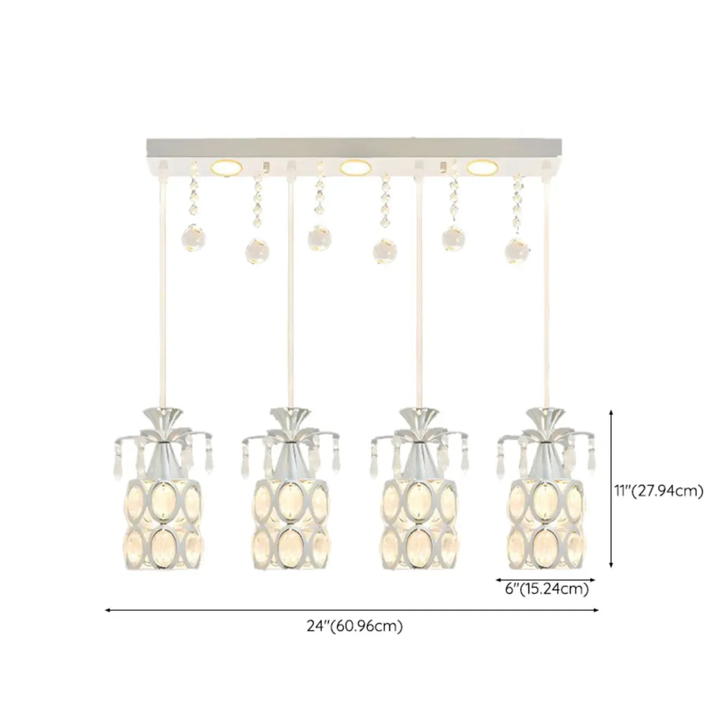 Elegant Cylinder Crystal Kitchen Island Pendant Light with Spotlight