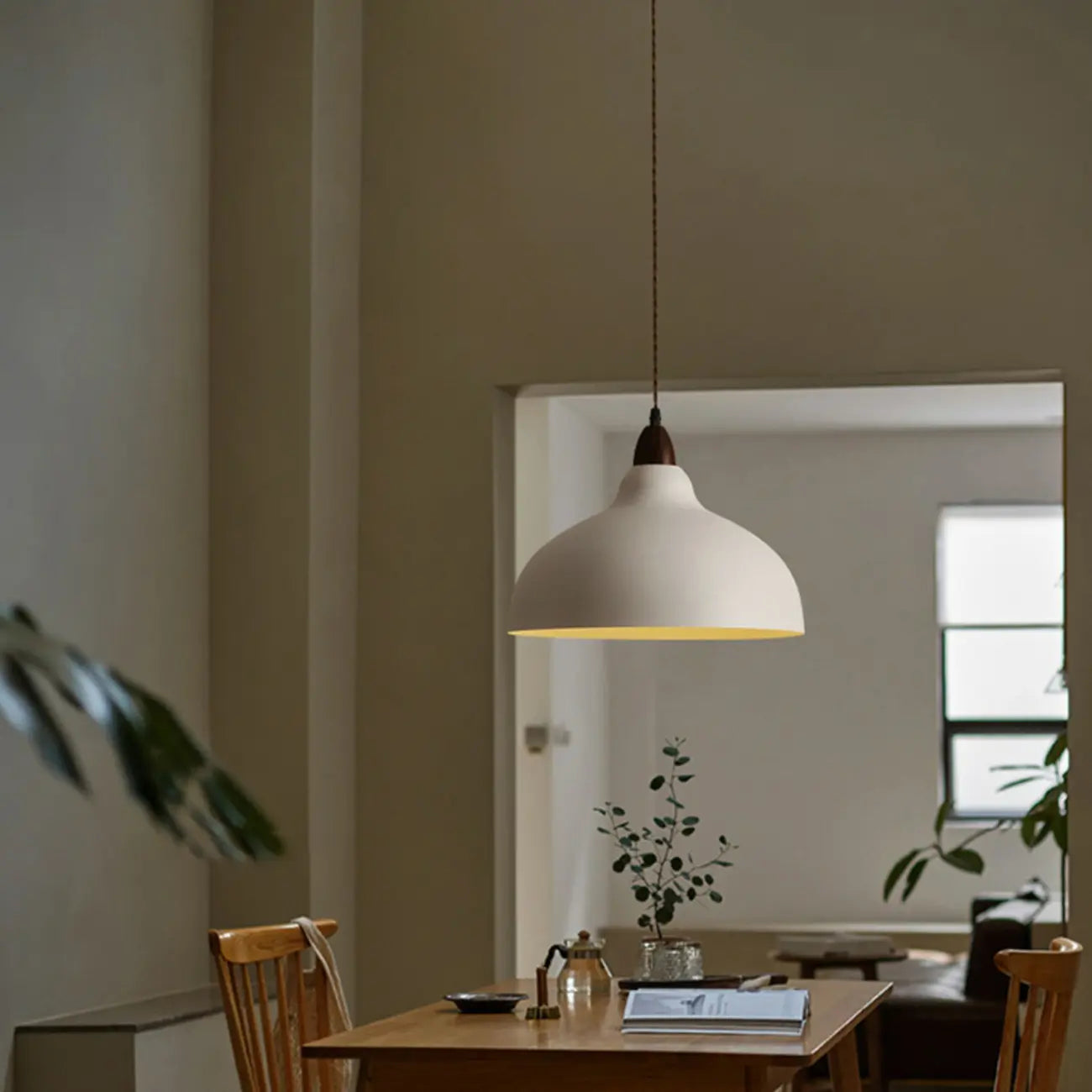 Modern White Metal Bowl Adjustable Kitchen Pendant Light