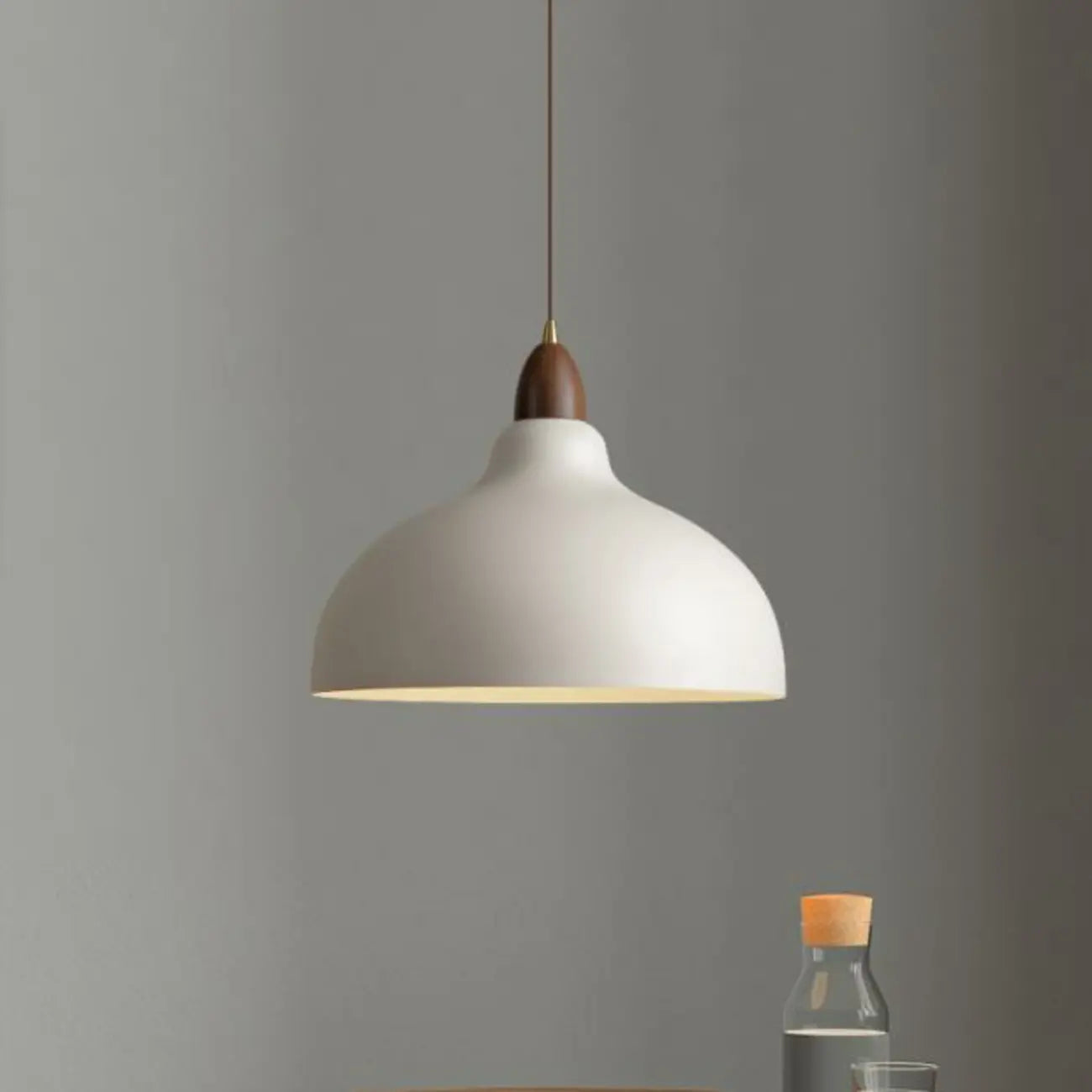 Modern White Metal Bowl Adjustable Kitchen Pendant Light