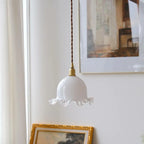 Elegant Brass White Floral Glass Kitchen Pendant Light