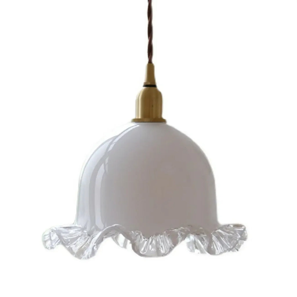 Elegant Brass White Floral Glass Kitchen Pendant Light