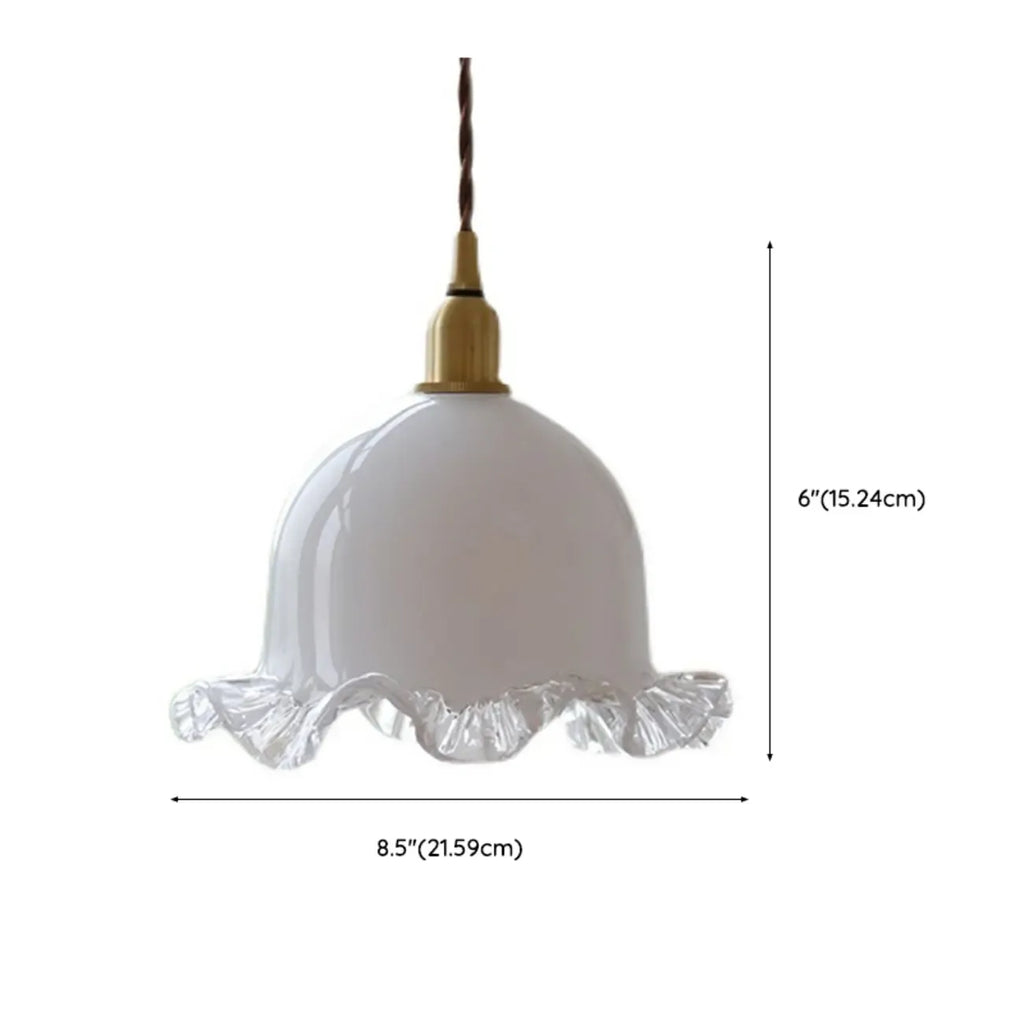 Elegant Brass White Floral Glass Kitchen Pendant Light