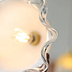 Elegant Brass White Floral Glass Kitchen Pendant Light