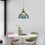 Modern Height Adjustable Blue Glass Kitchen Pendant Lighting