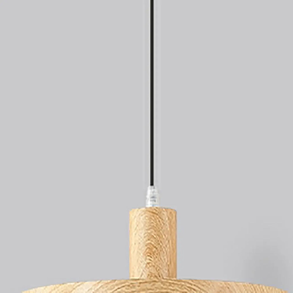 Cylinder Brown Wood Kitchen Adjustable Pendant Light