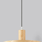 Cylinder Brown Wood Kitchen Adjustable Pendant Light