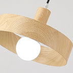 Cylinder Brown Wood Kitchen Adjustable Pendant Light